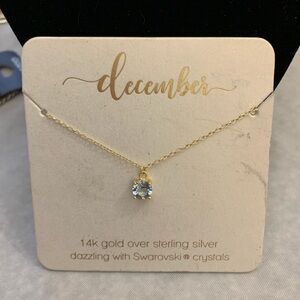 Dec. Birthstone Blue Topaz Made With Swarovski Crystal Vermeil Sterling Necklace